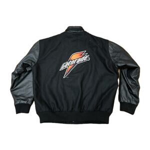 North End All Climate Wear Black Letterman Varsity Leather Jacket Gatorade XL